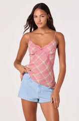 Kirsten Plaid Lace Trim Top