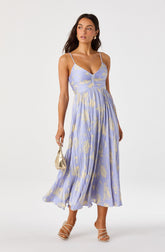 Maeve Pleated Satin Midi Dress