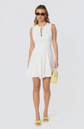 Tristan V-neck Self-Tie Godet Mini Dress