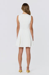Tristan V-neck Self-Tie Godet Mini Dress