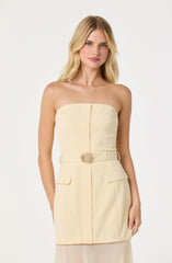 Strapless Contrast Belted Dress