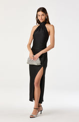Jasmin Satin Halter Maxi Dress