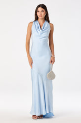 Varya Satin Cowl Neck Maxi Dress