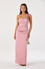 Catori One-Shoulder Ruched Satin Maxi Dress