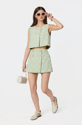 Janell Floral Applique Tweed Skort