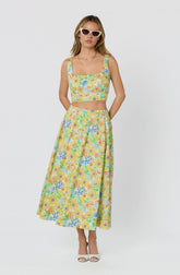 Jolie Floral Gathered Midi Skirt
