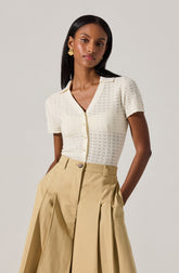 Pearl Polo Pointelle Sweater
