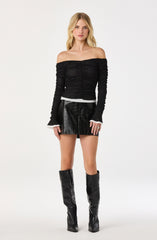 Ruched Layered Off Shoulder Top