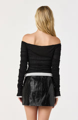 Ruched Layered Off Shoulder Top