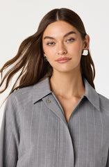 Pinstripe Collared Bomber Jacket
