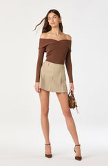 Ribbed Off Shoulder Long Sleeve Sweater