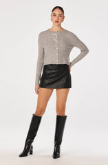 Ribbed Bow Adorned Cardigan