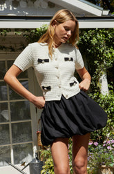 Averie Contrast Bow Cardigan