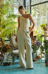 Bryony Linen Blend Pleated Pants
