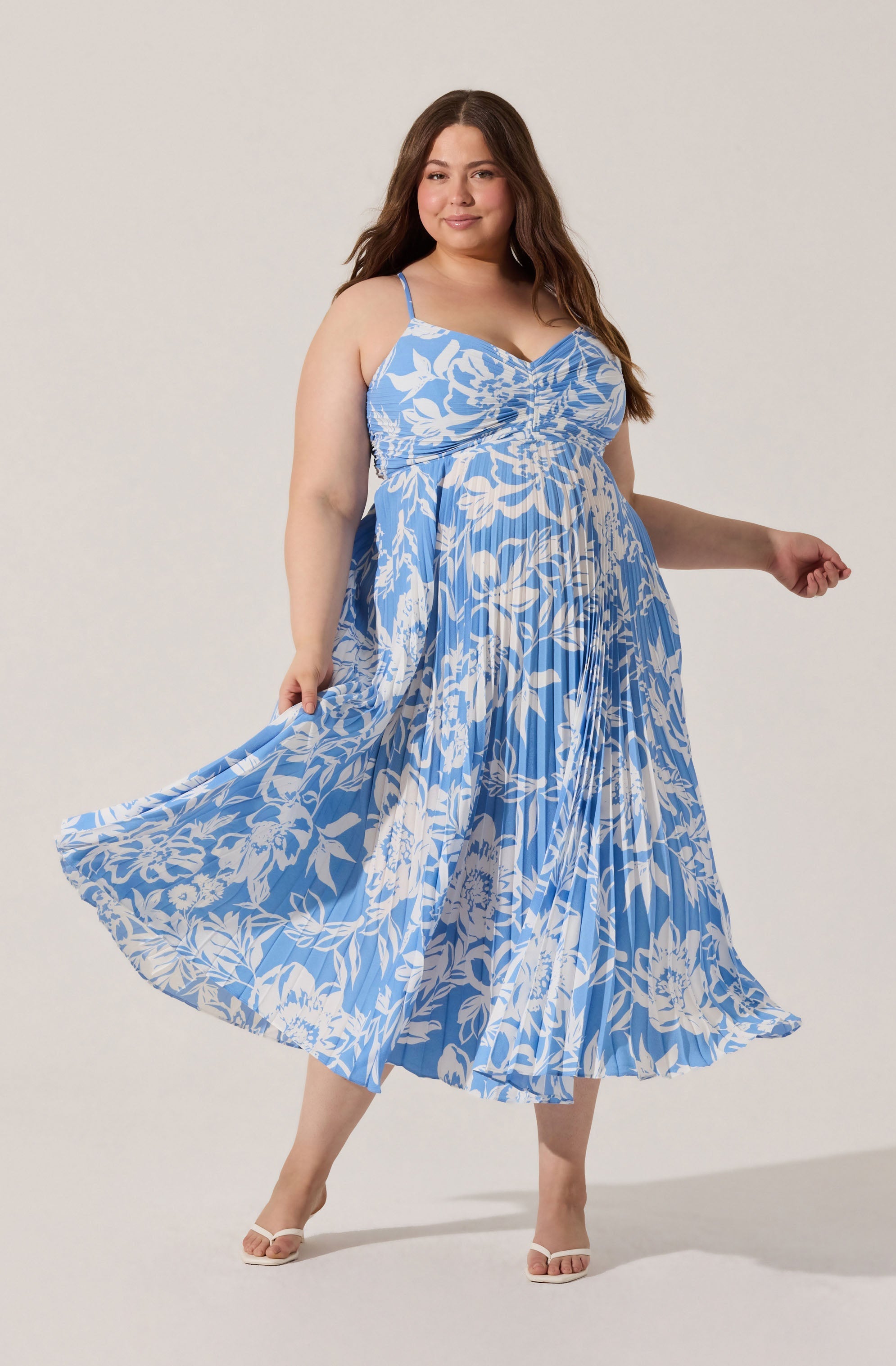 Blythe Floral Plisse Midi Dress