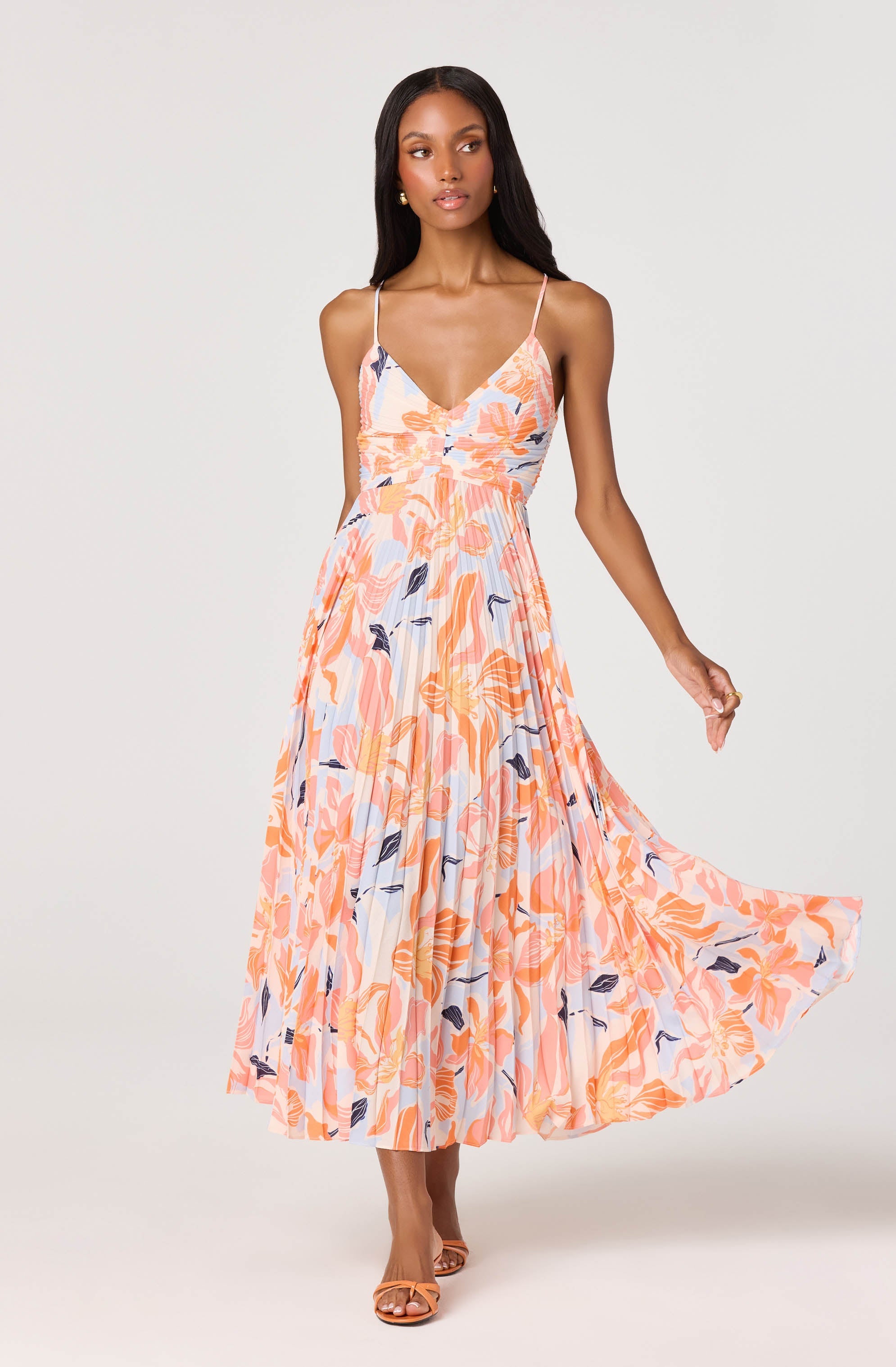 Blythe Floral Plisse Midi Dress