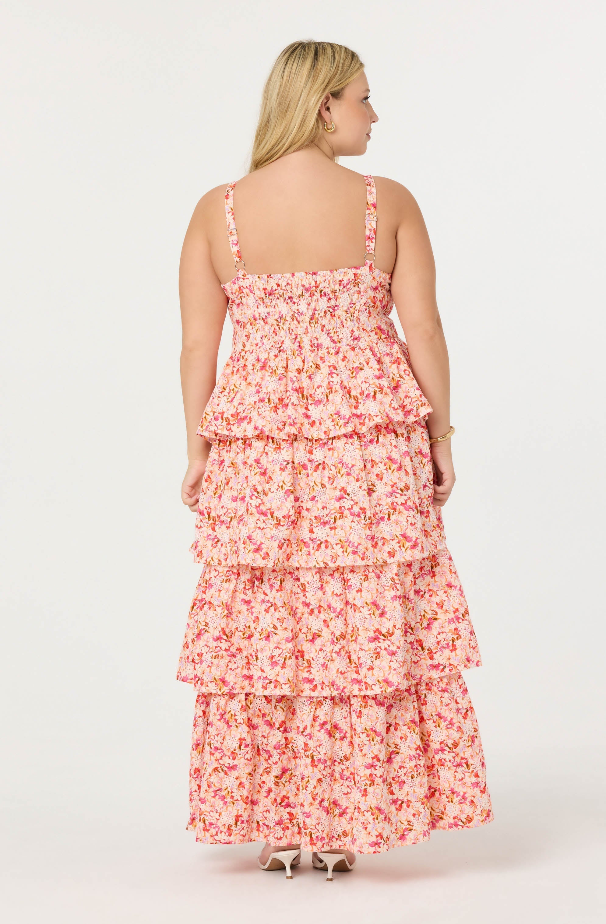 Midsummer Eyelet Tiered Floral Maxi Dress