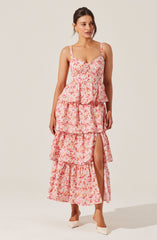 Midsummer Eyelet Tiered Floral Maxi Dress