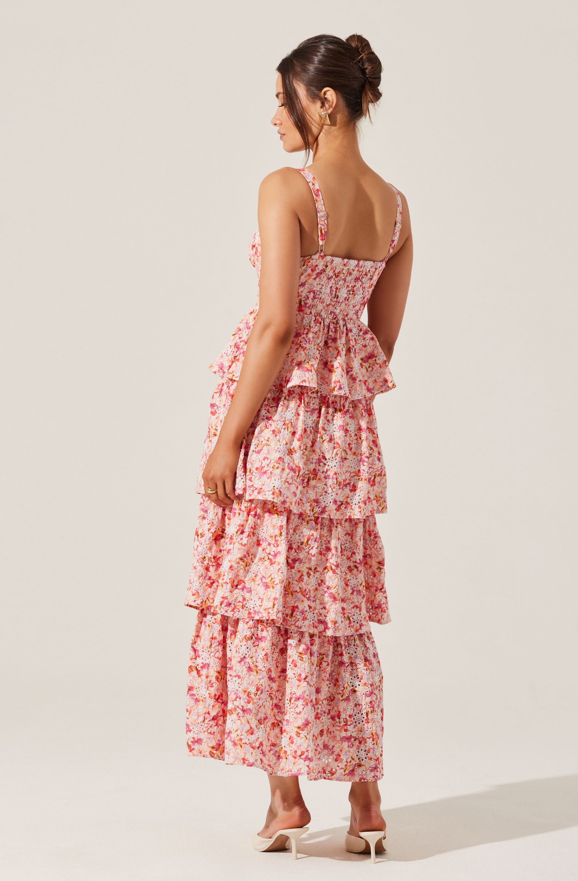 Midsummer Eyelet Tiered Floral Maxi Dress