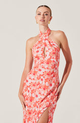 Marissa Floral Halter Neck Midi Dress