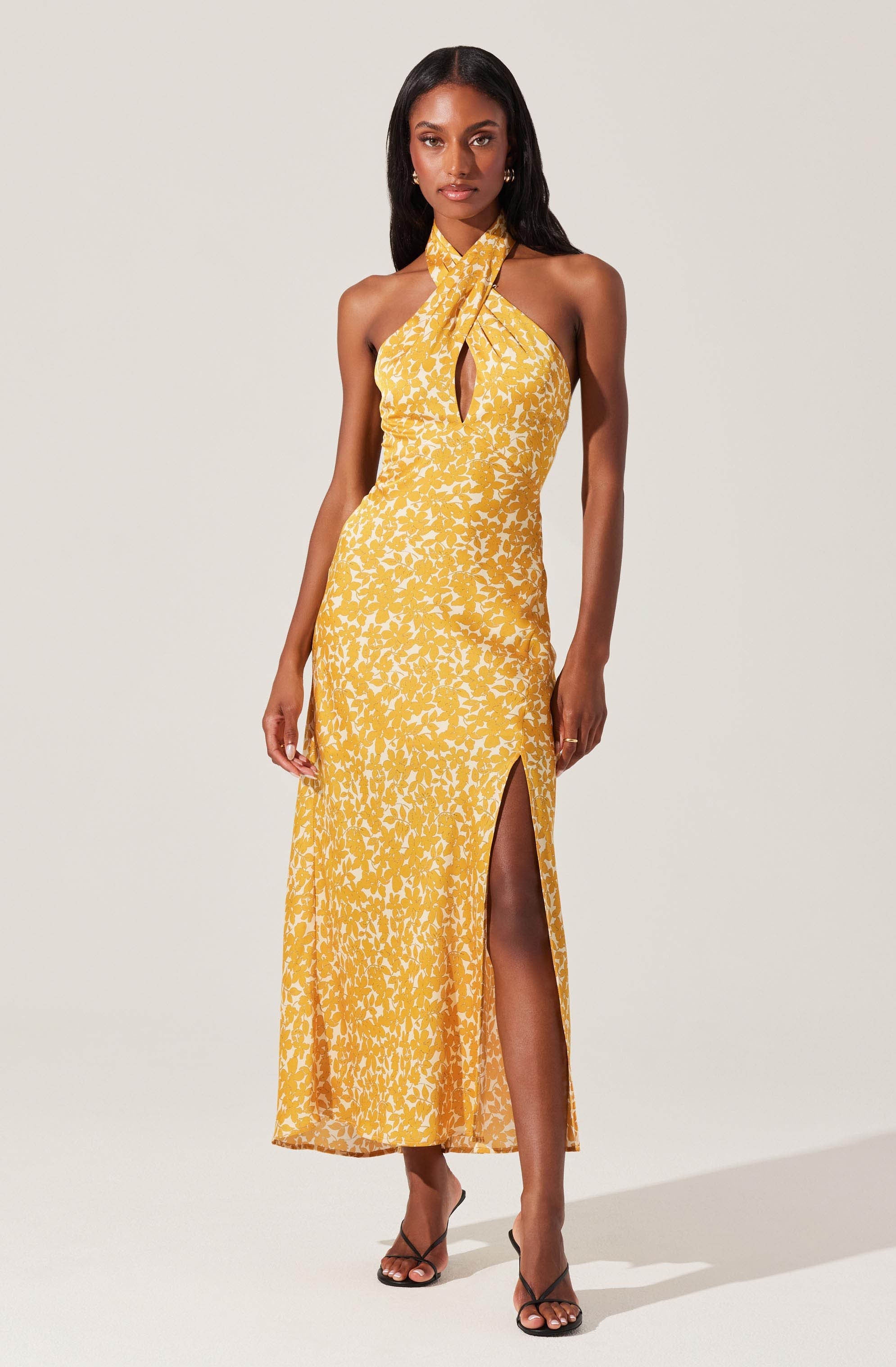 Marissa Floral Halter Neck Midi Dress