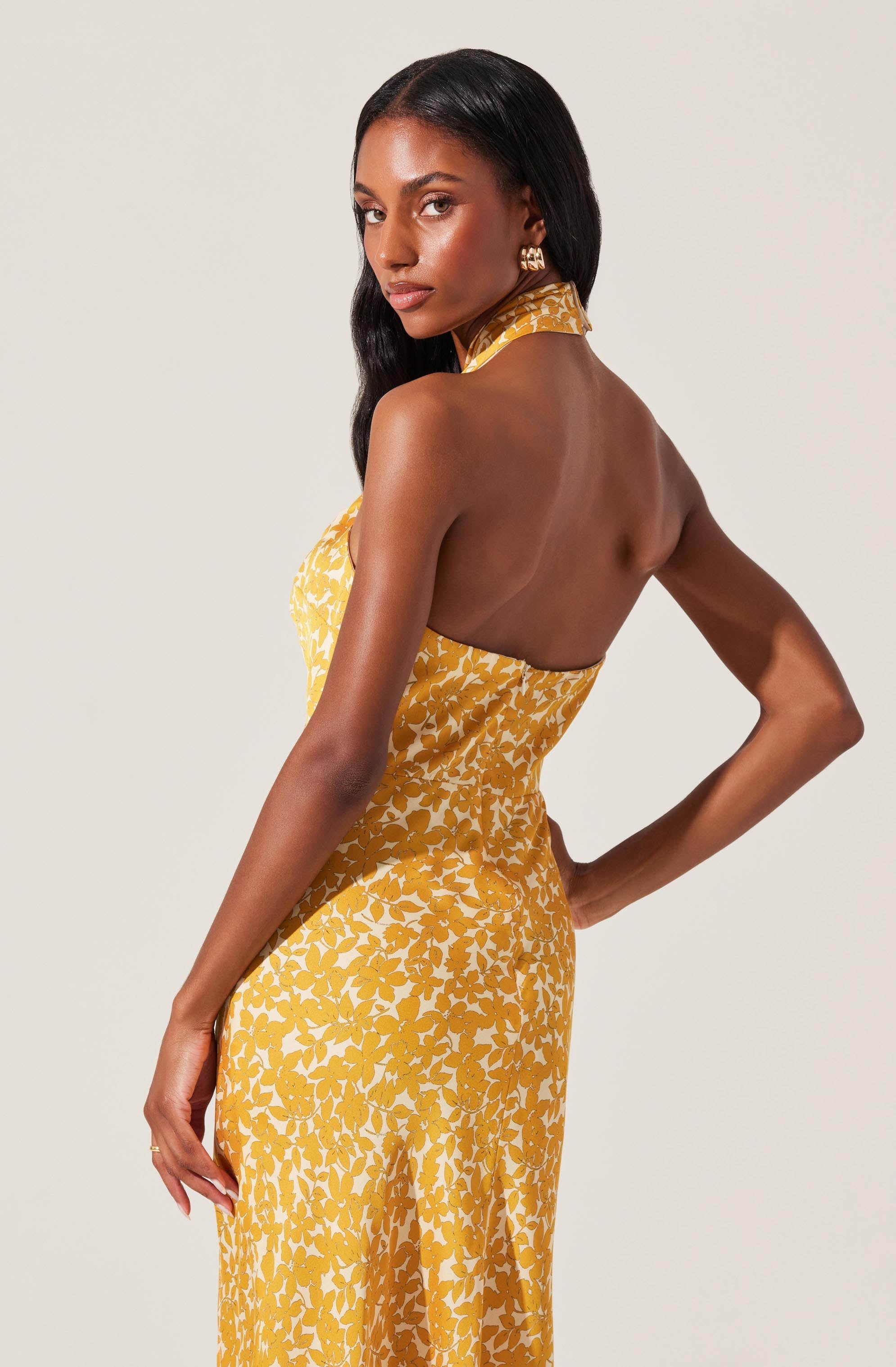 Marissa Floral Halter Neck Midi Dress