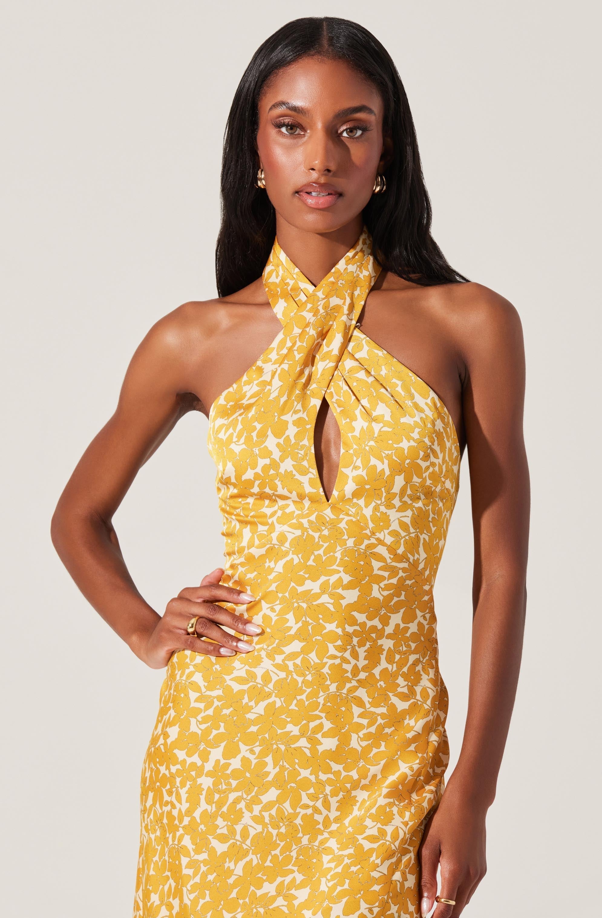 Marissa Floral Halter Neck Midi Dress