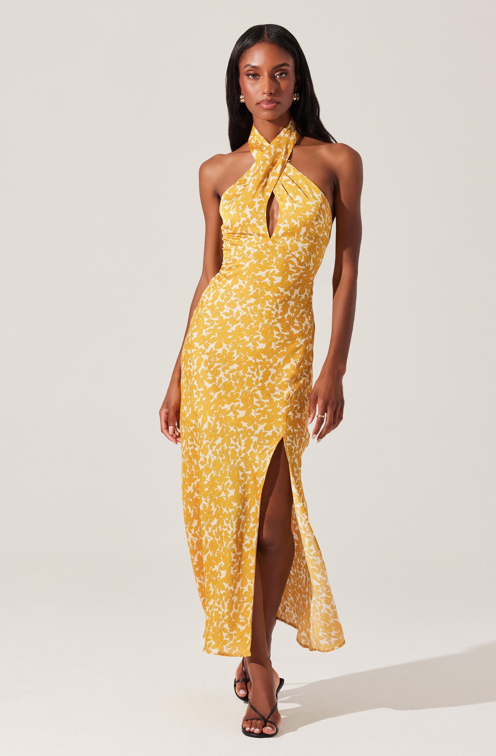 Marissa Floral Halter Neck Midi Dress