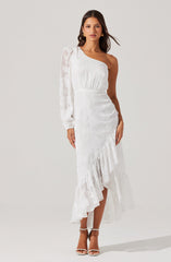 Calista Floral One Shoulder Midi Dress