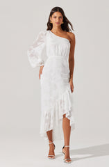 Calista Floral One Shoulder Midi Dress