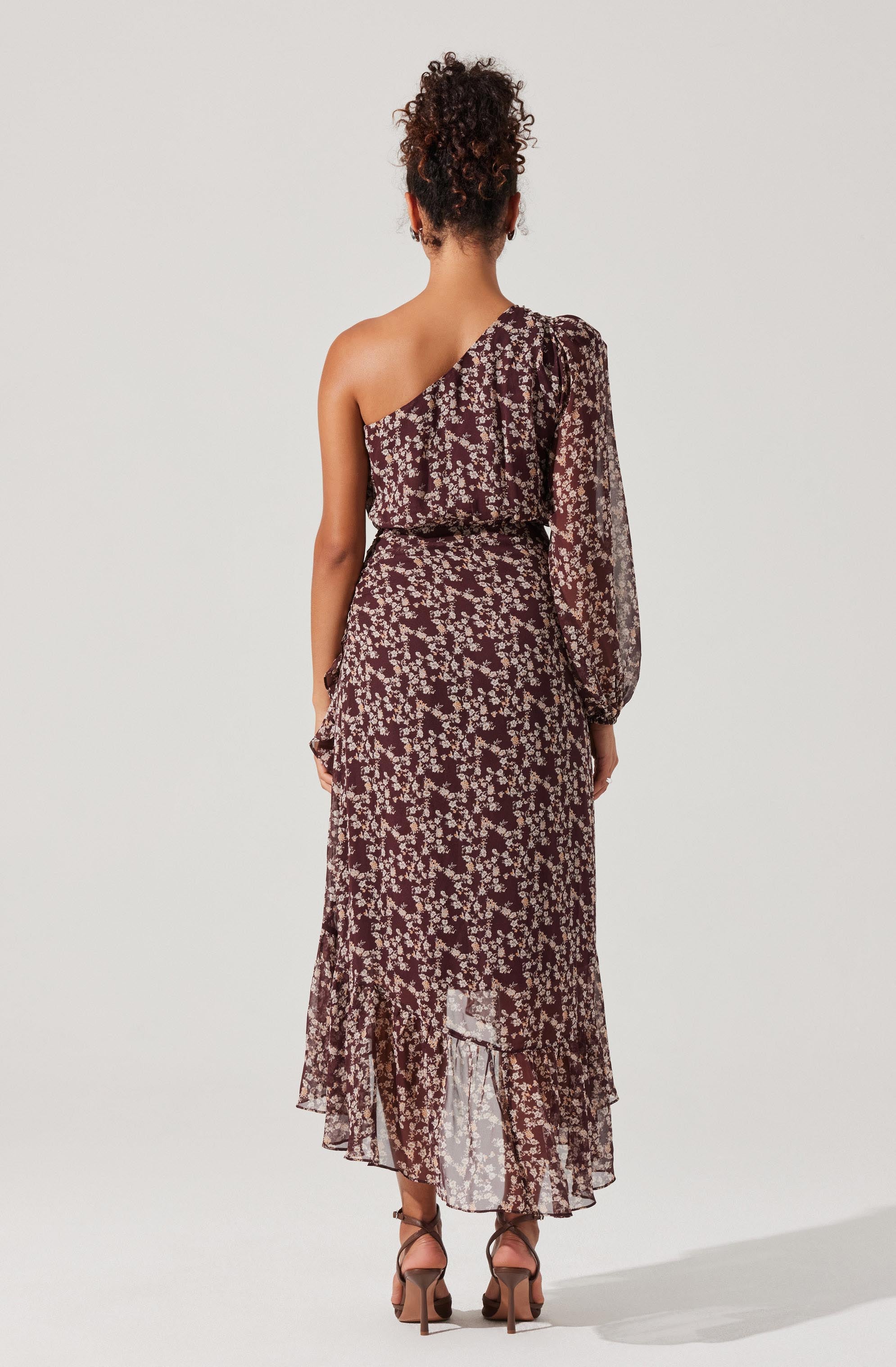 Calista Floral One Shoulder Midi Dress