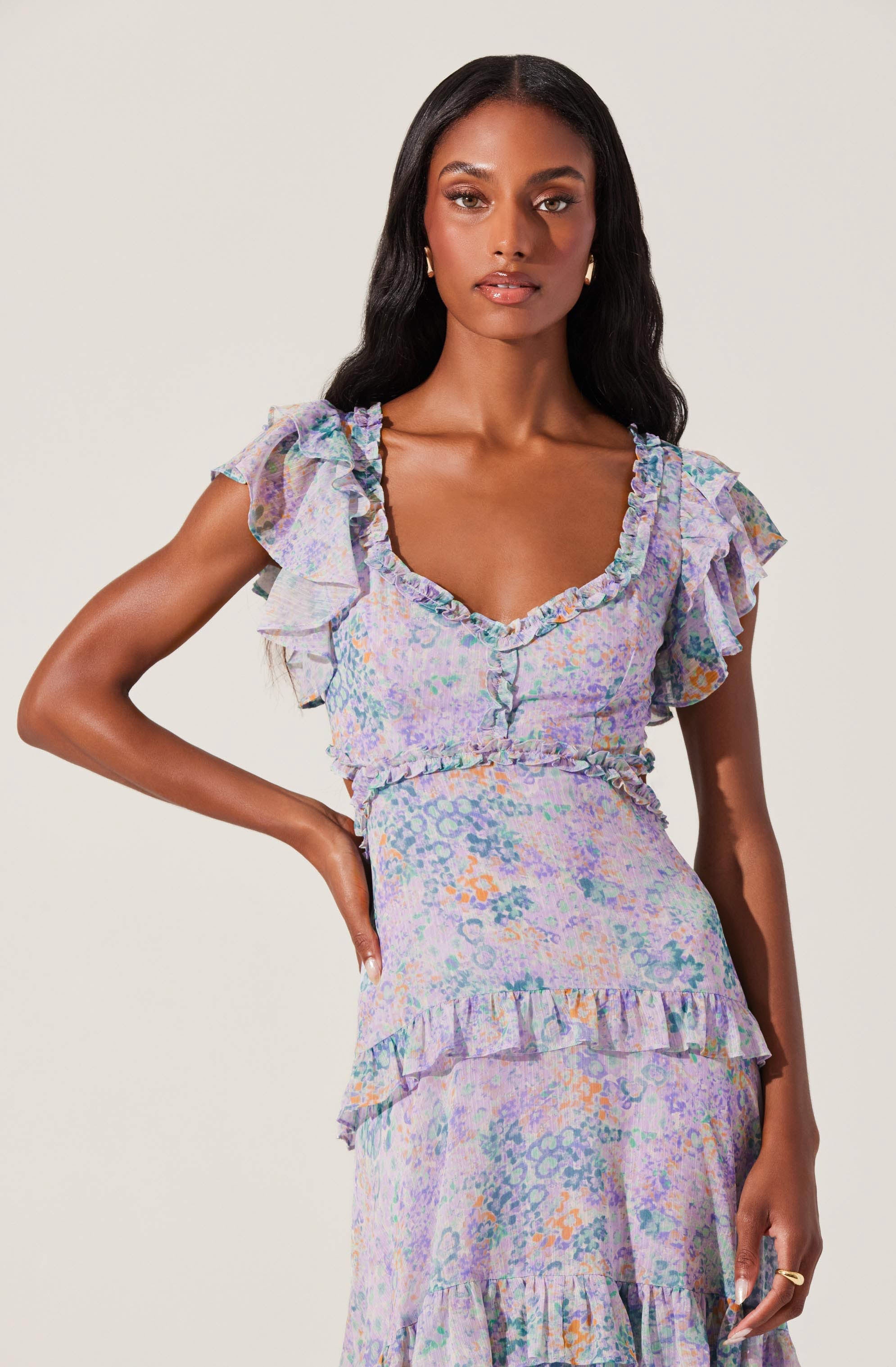Mable Floral Tiered Ruffle Maxi Dress