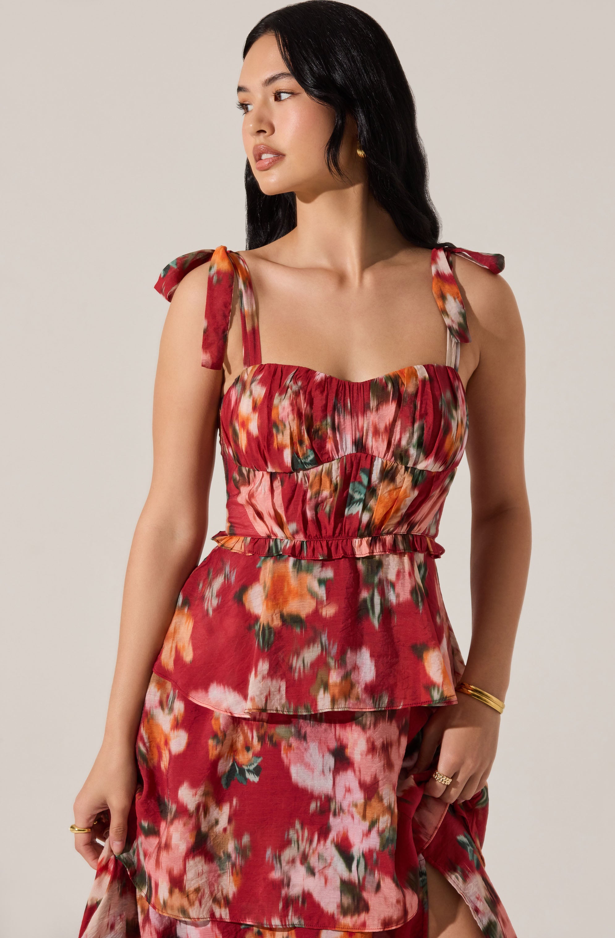 Mellorie Sweetheart Tiered Floral Maxi Dress