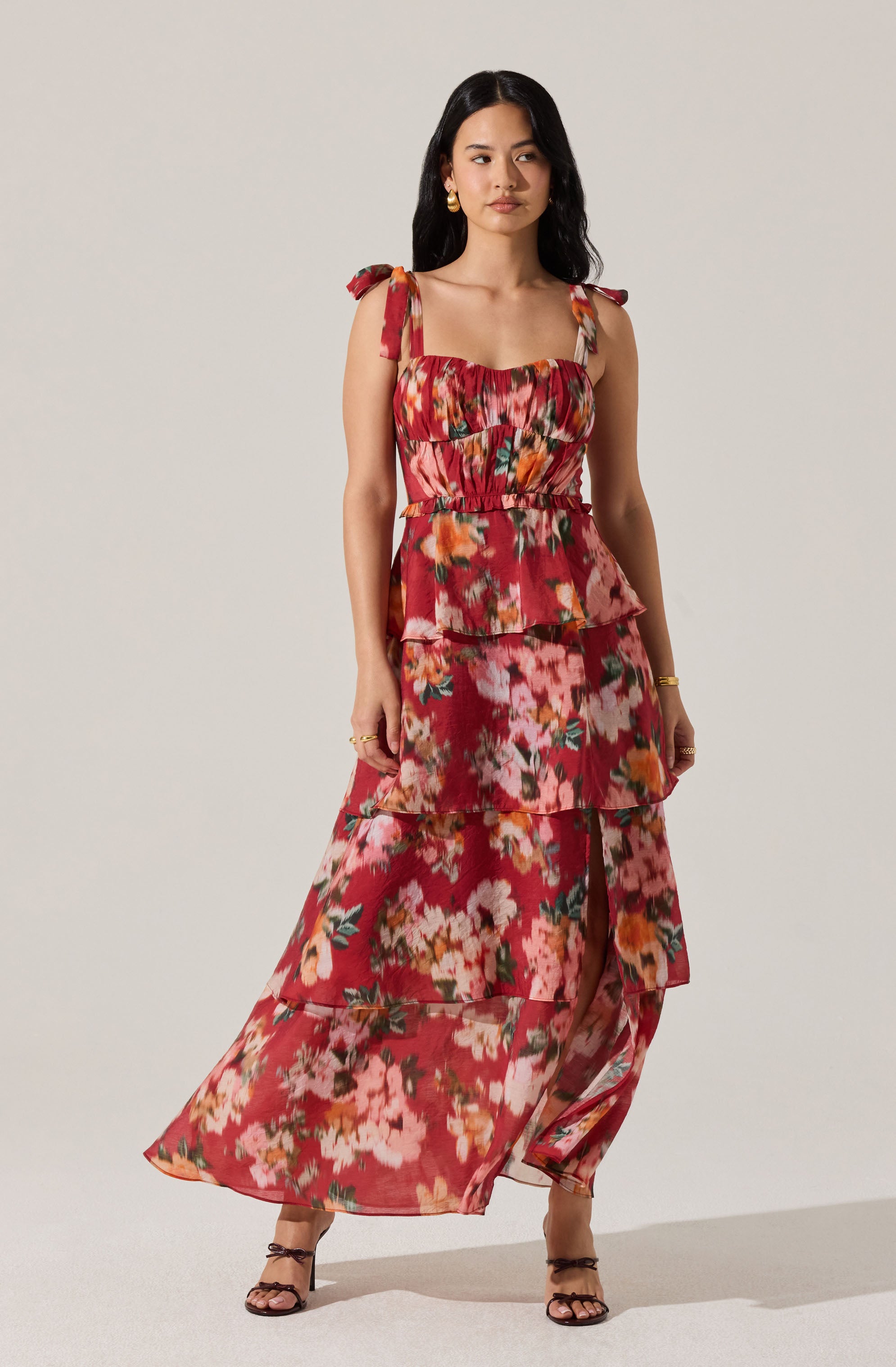 Mellorie Sweetheart Tiered Floral Maxi Dress