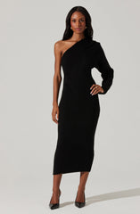 Finola One Shoulder Midi Sweater Dress