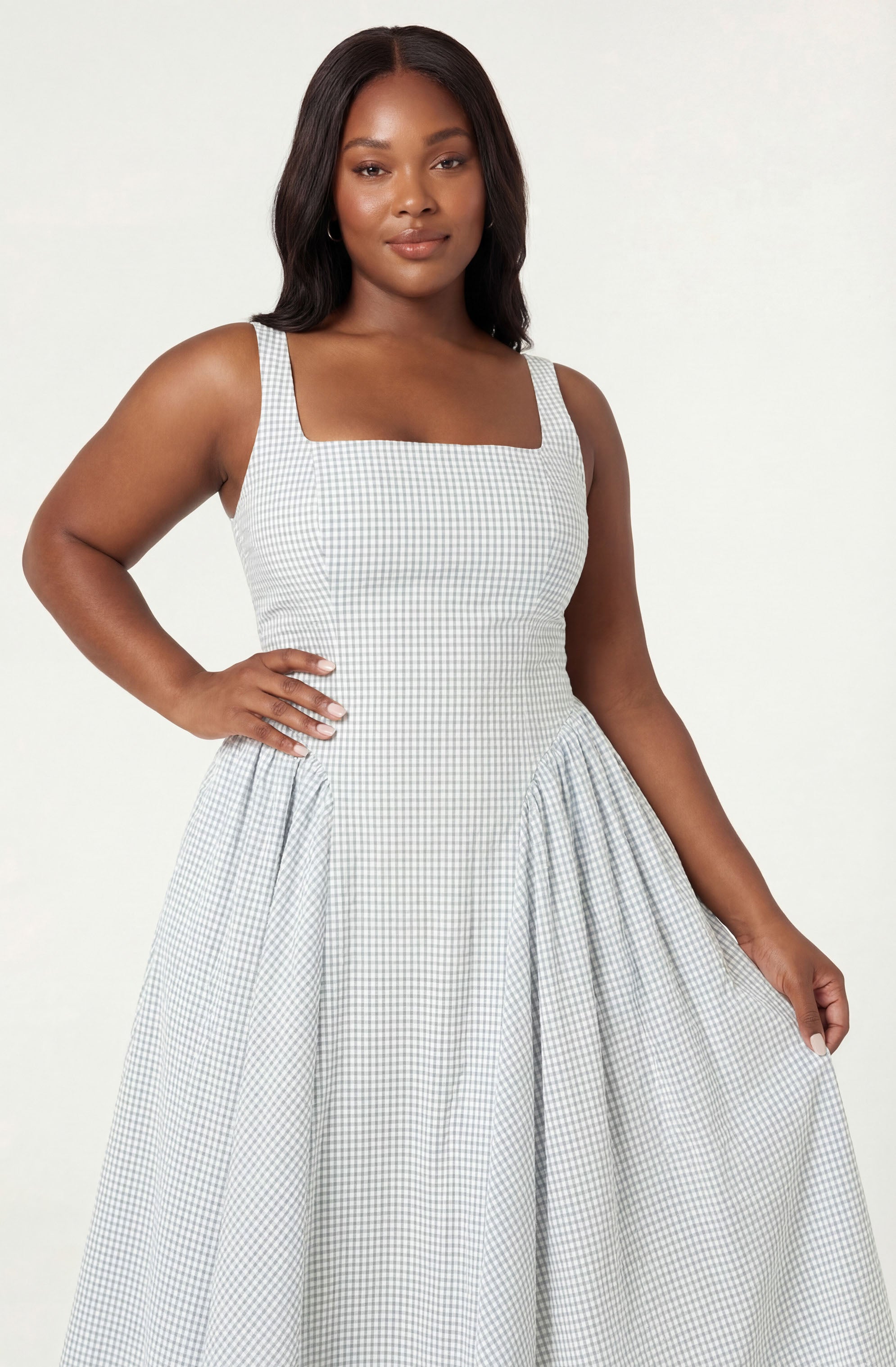 Vinya Plaid Bow-Back Midi Dress