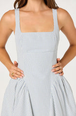 Vinya Plaid Bow-Back Midi Dress