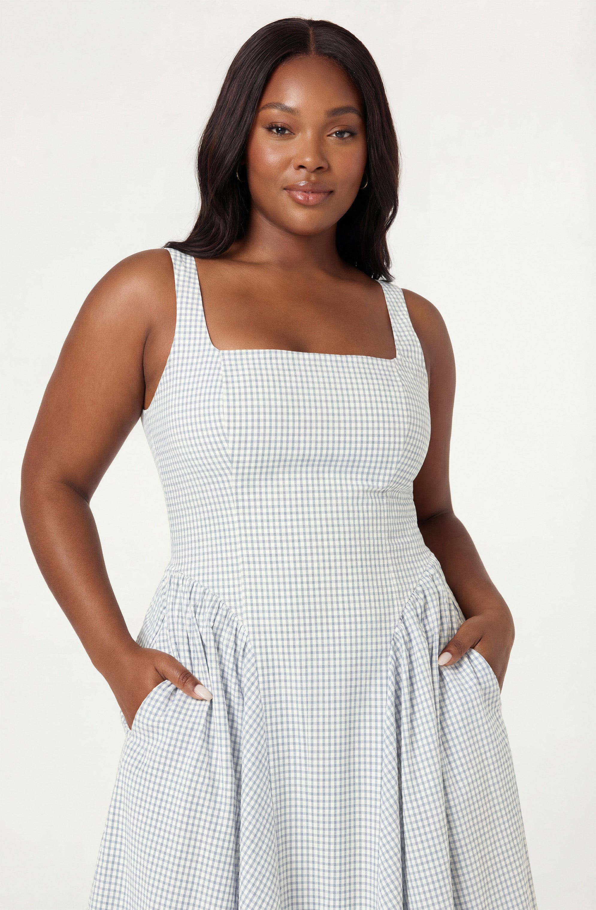 Vinya Plaid Bow-Back Midi Dress