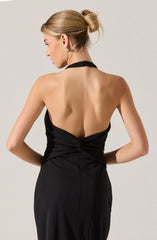 Zaira Ruched Halter Midi Dress