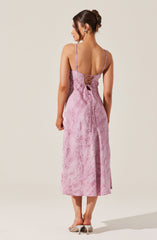 Kaiya Floral Jacquard Satin Midi Dress