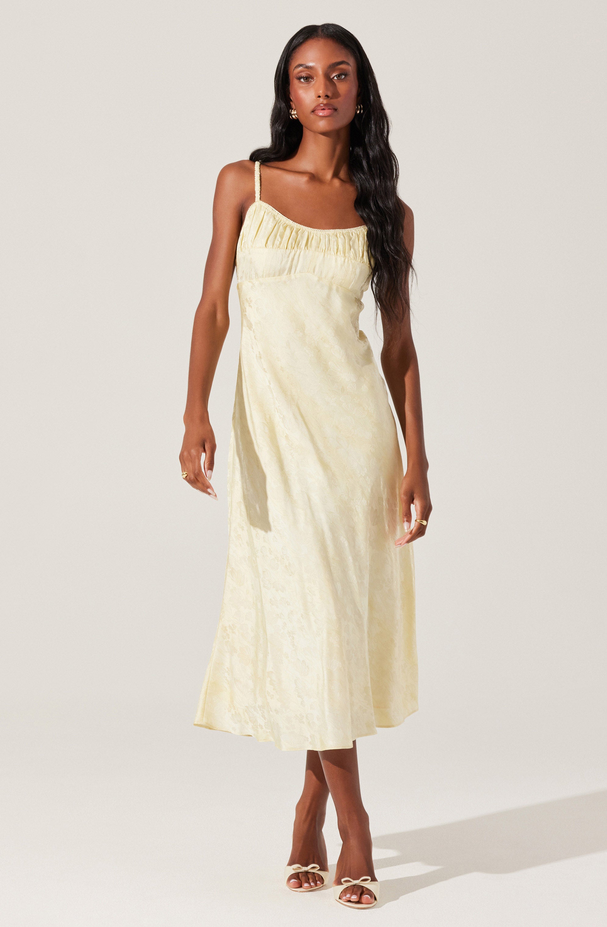 Kaiya Floral Jacquard Satin Midi Dress