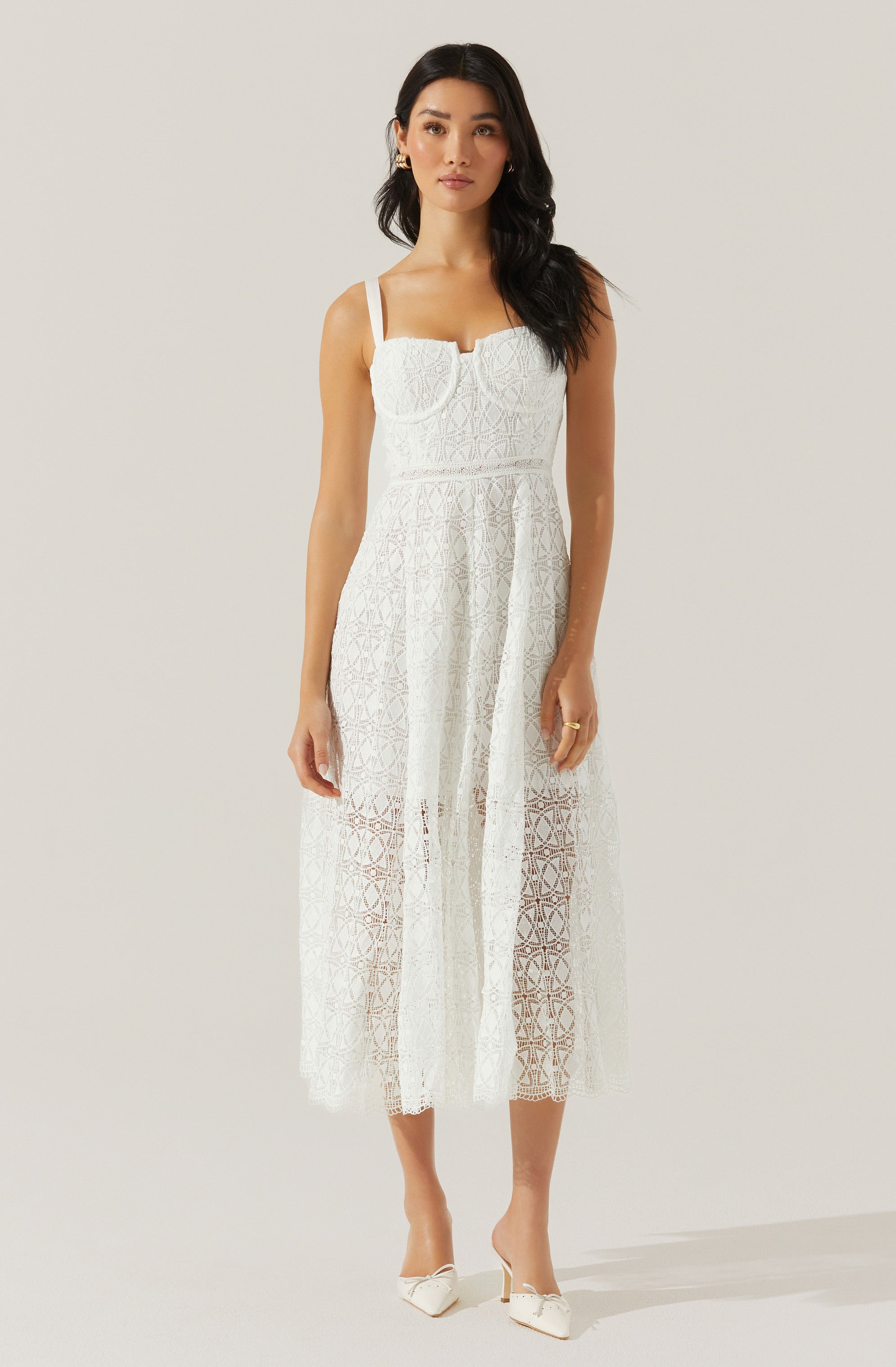 Tenna Floral Lace Bustier Midi Dress