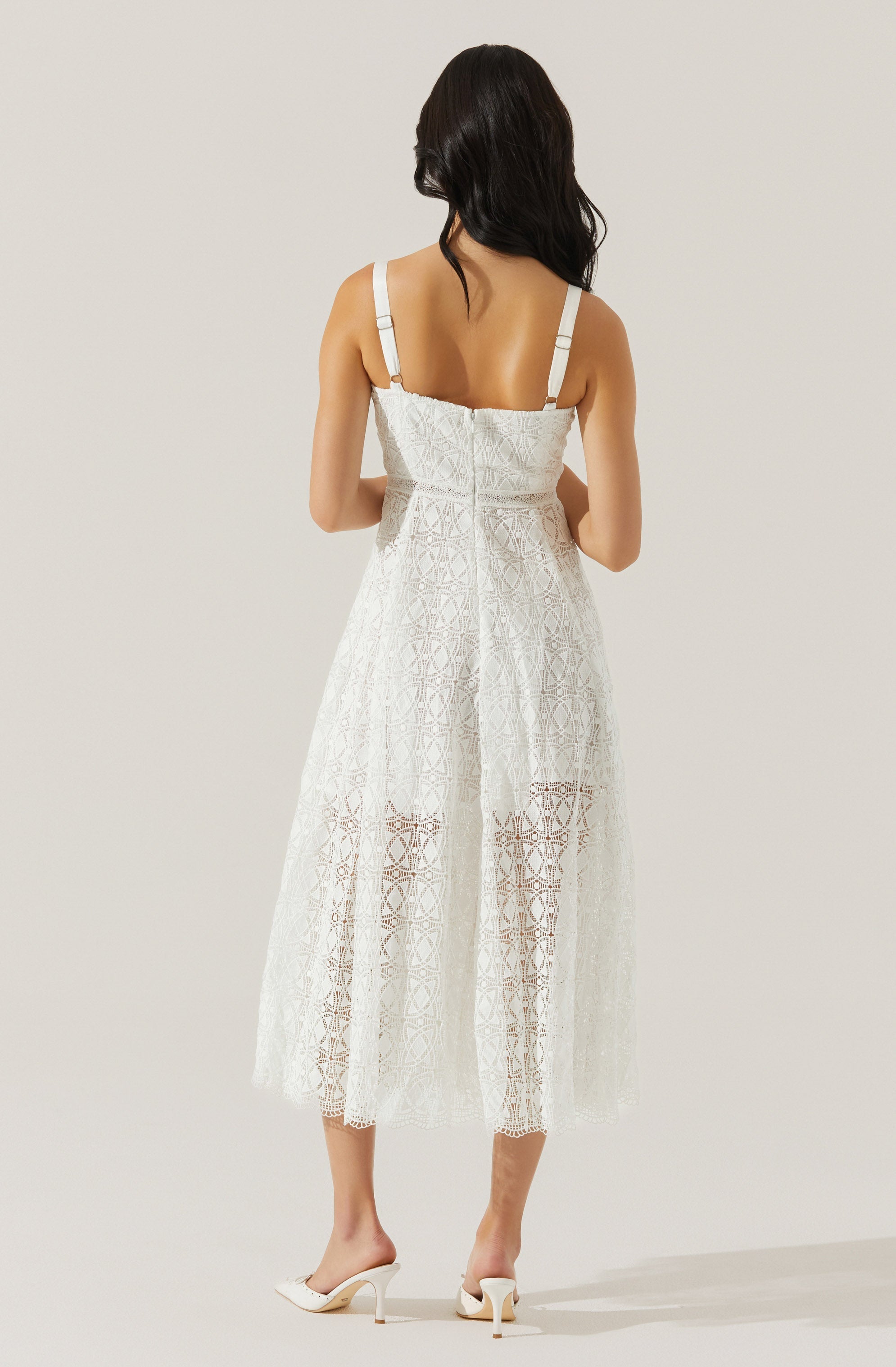Tenna Floral Lace Bustier Midi Dress