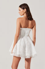 Deasia Strapless Eyelet Mini Dress