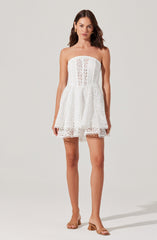 Deasia Strapless Eyelet Mini Dress