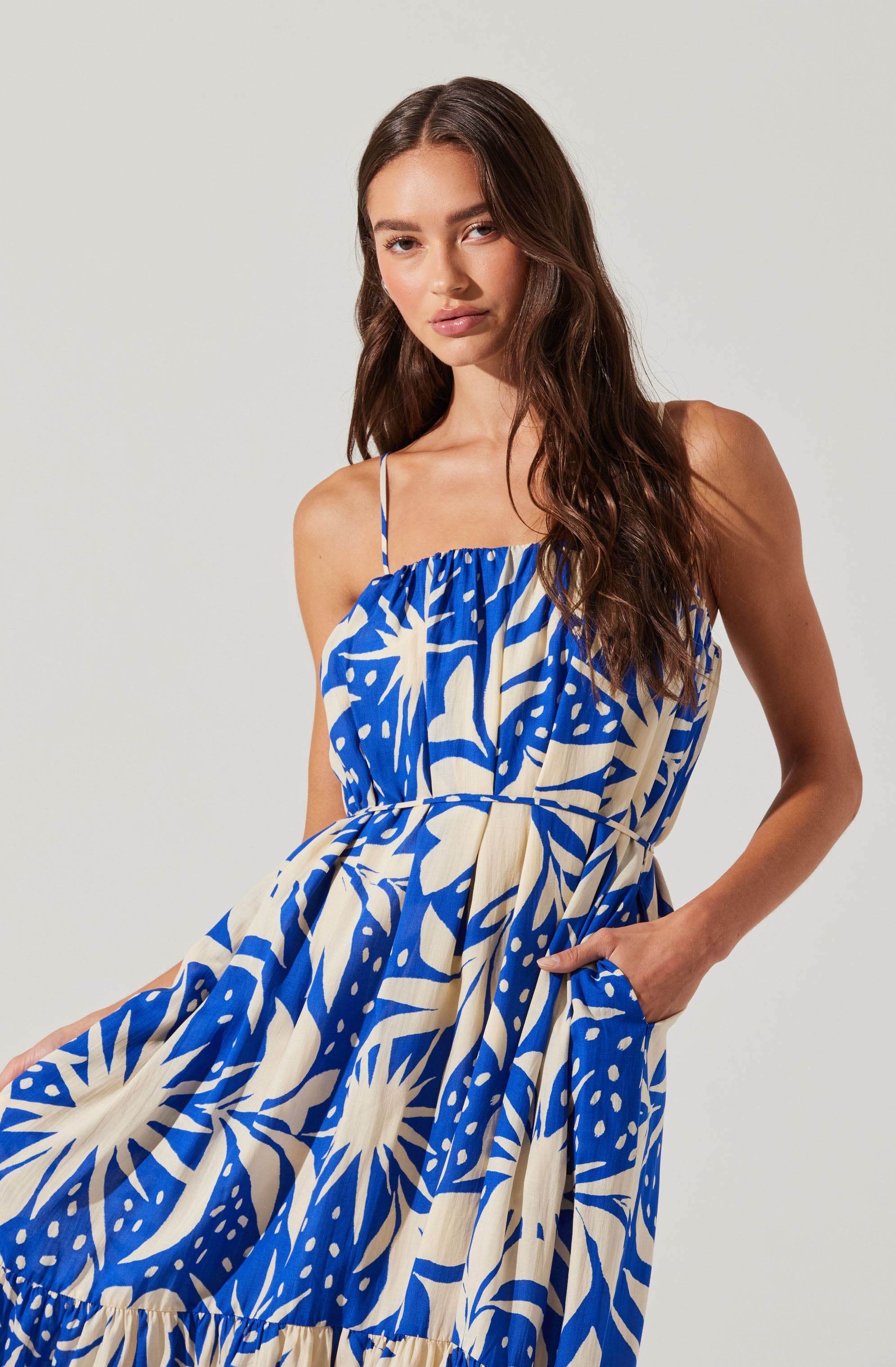 Sarina Linen-Blend Floral Maxi Dress