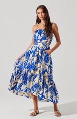 Sarina Linen-Blend Floral Maxi Dress
