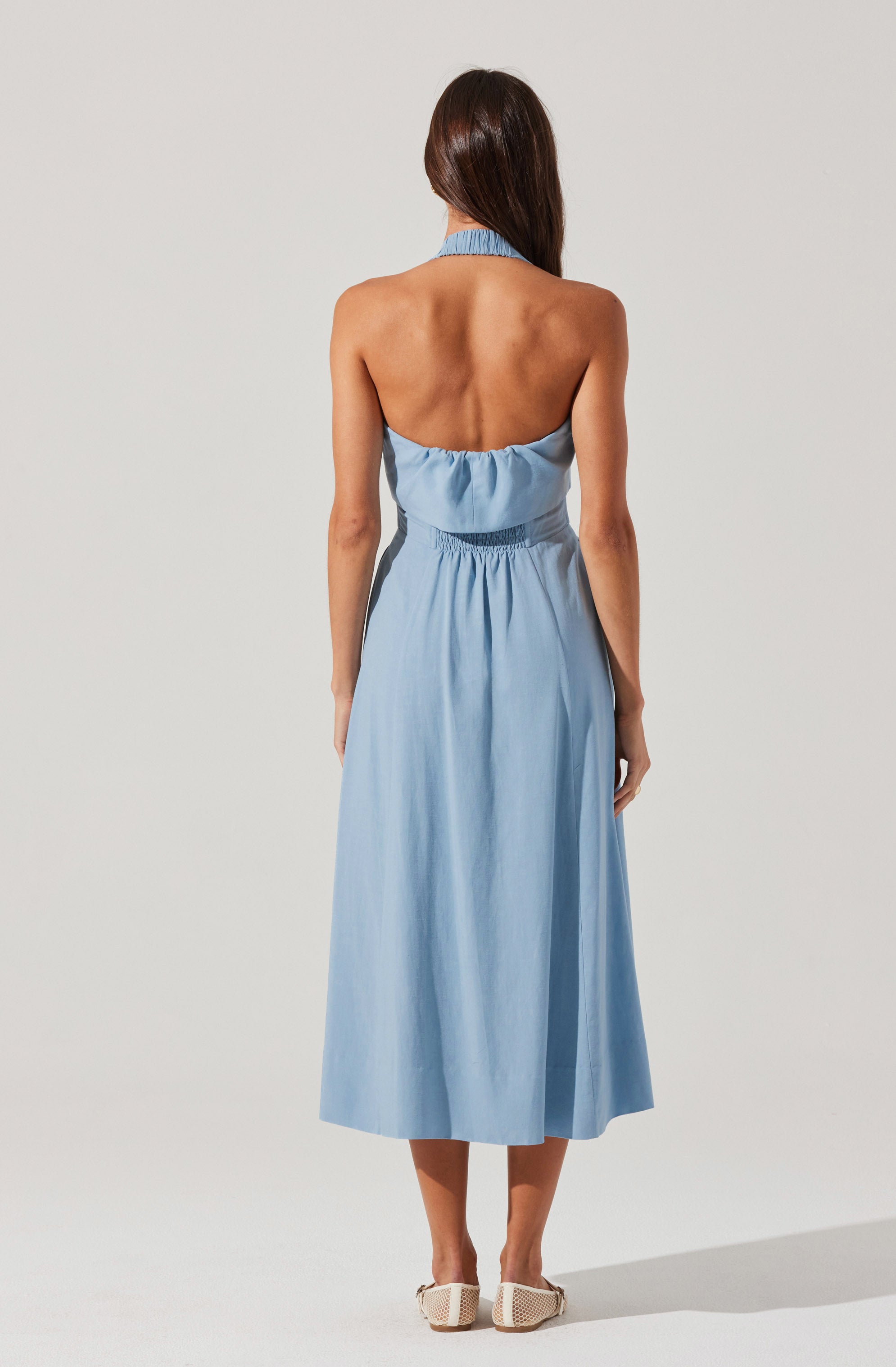 Katherine Linen-Blend Halter Midi Dress