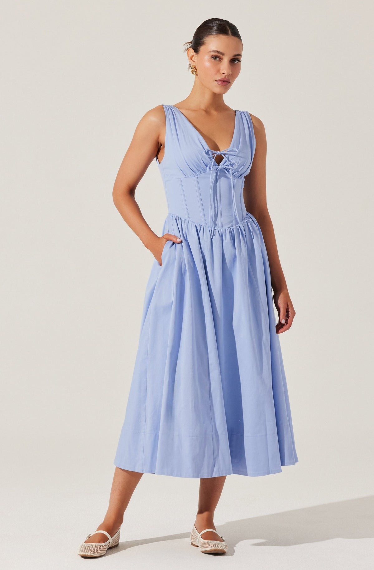 Maili Corset Poplin Midi Dress