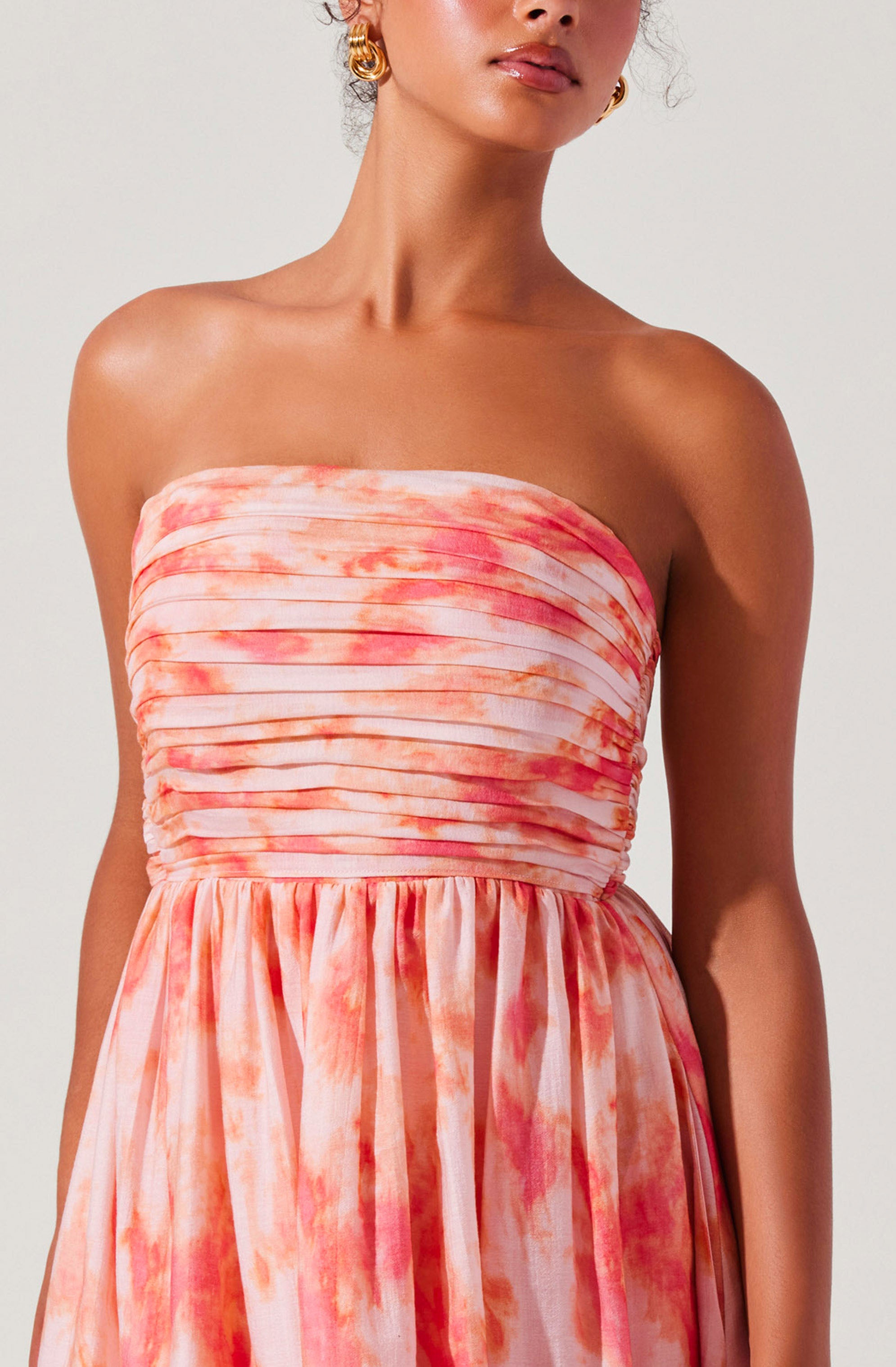 Aneesha Strapless Pleated Midi Dress